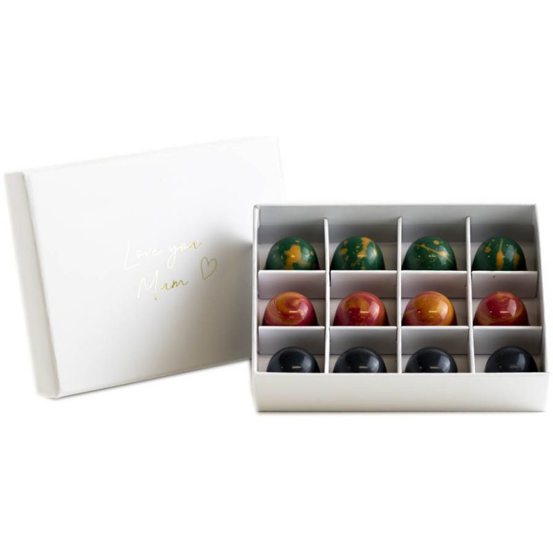 12pc white background 1 - Mother's Day Gift Box - 12 chocolate pralines - Little Cocoa