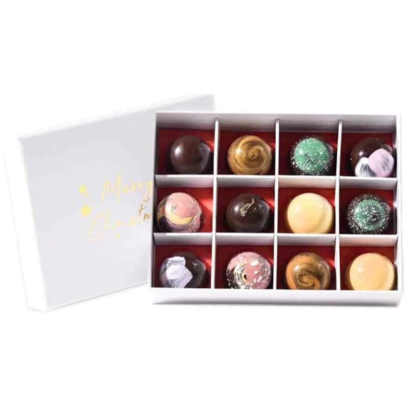 12 piece square - 12-piece Christmas Chocolate Pralines - Little Cocoa