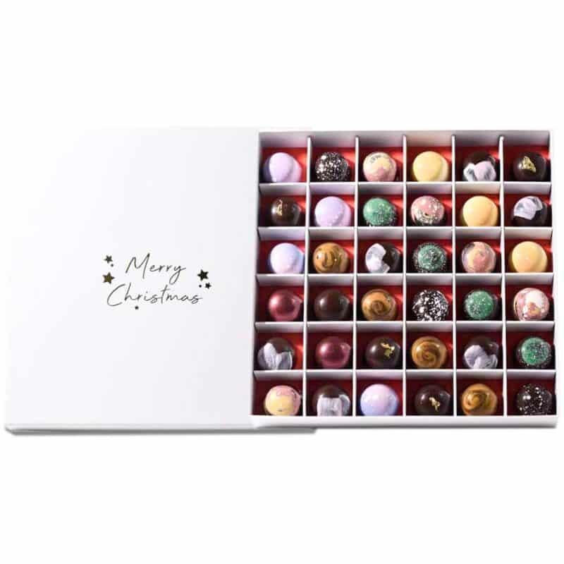 36 piece square - 36-piece Christmas Chocolate Pralines - Little Cocoa