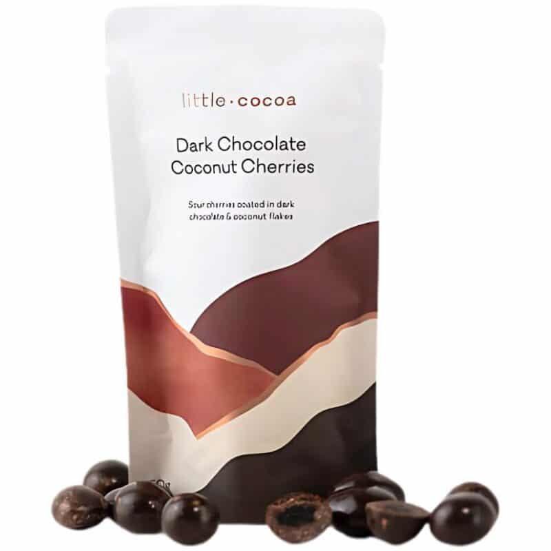 Dark Chocolate Cherries - Dark Chocolate Coconut Cherries | 50g - Little Cocoa